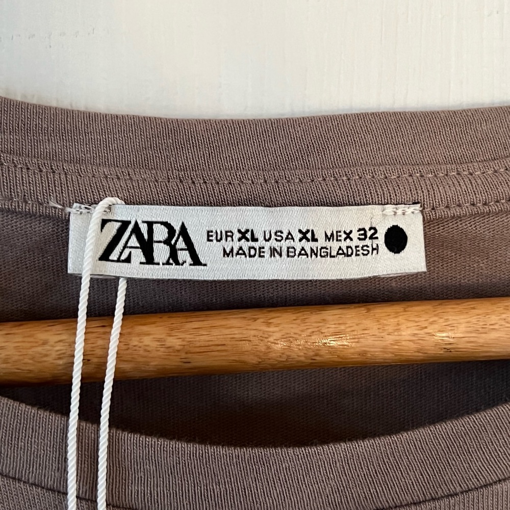 ZARA solid brown tee - Picture 4 of 4